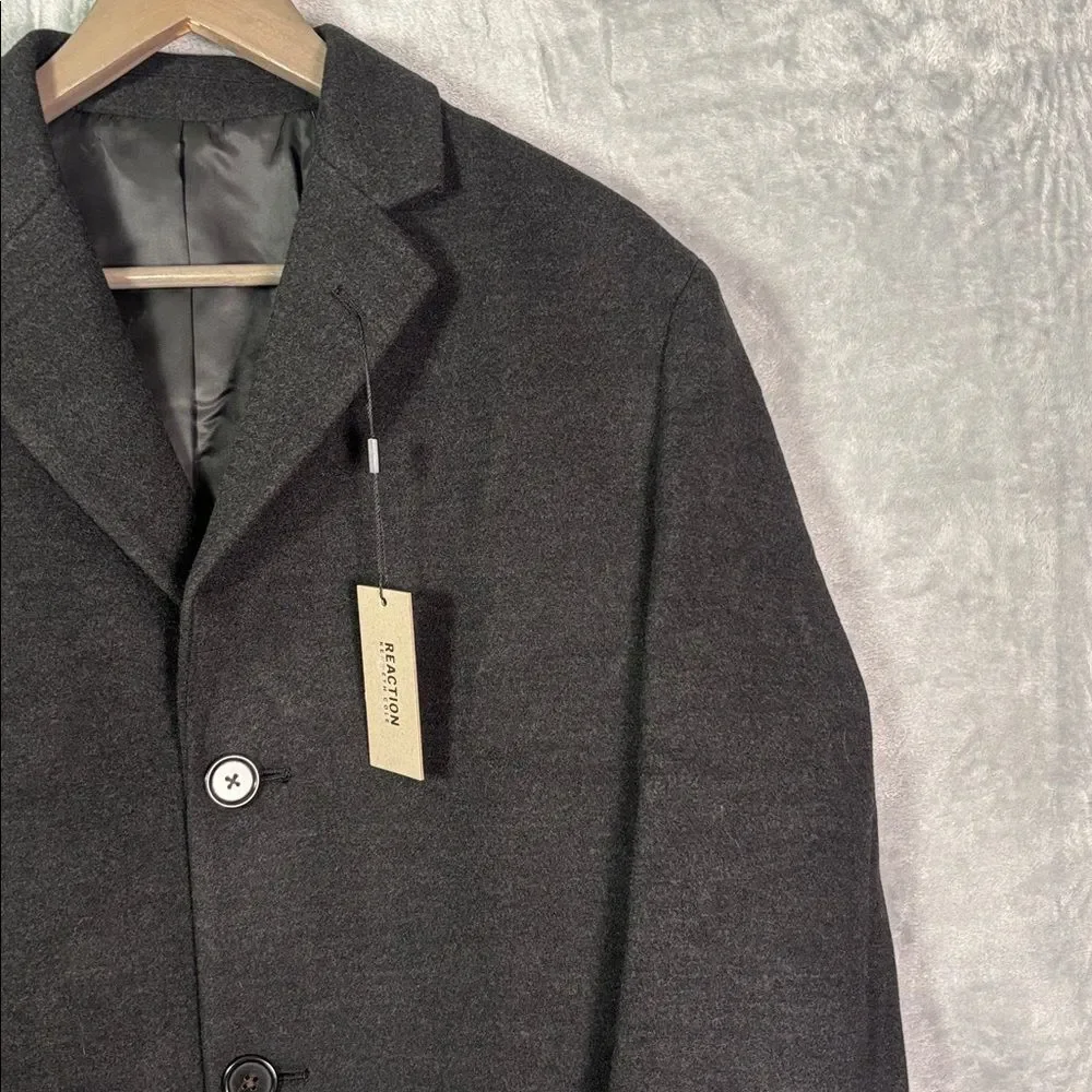 NWT Nee Kenneth Cole Reaction Charcoal Classic Fit Long Overcoat Size 40R